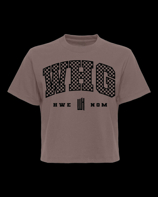 Checkered Boxy Tee - Brown